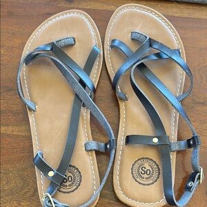 SO Black and Brown Sandals with Adjustable Straps